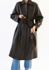 Nappa Long Trench Coat in Brown