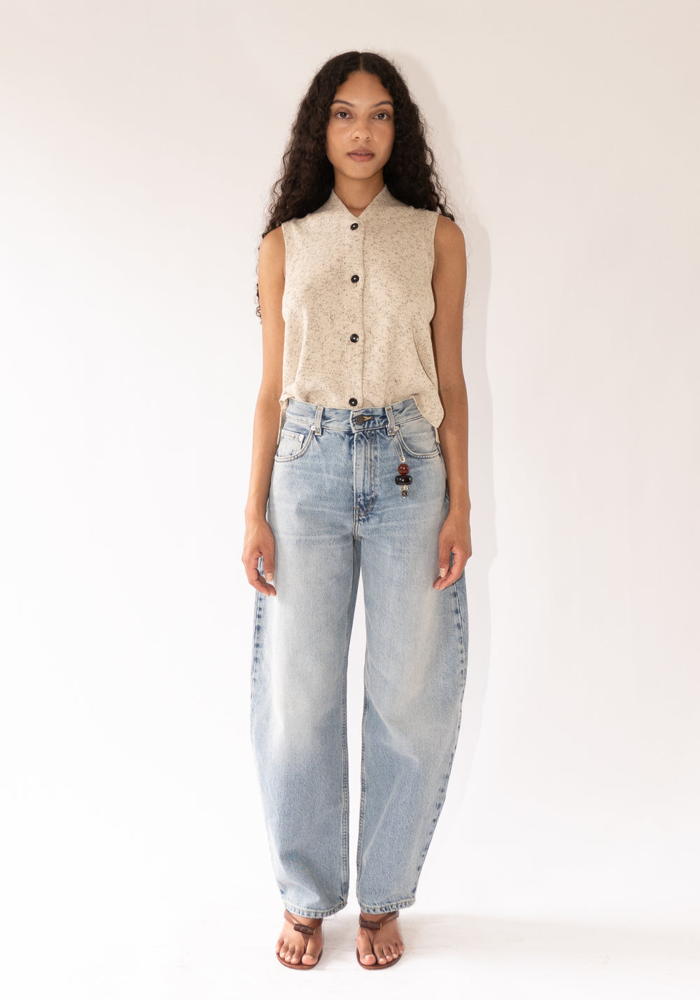 Cordera Flecked Cotton Vest in Natural