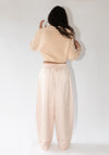 Cordera Satin Curved Pants in Peach