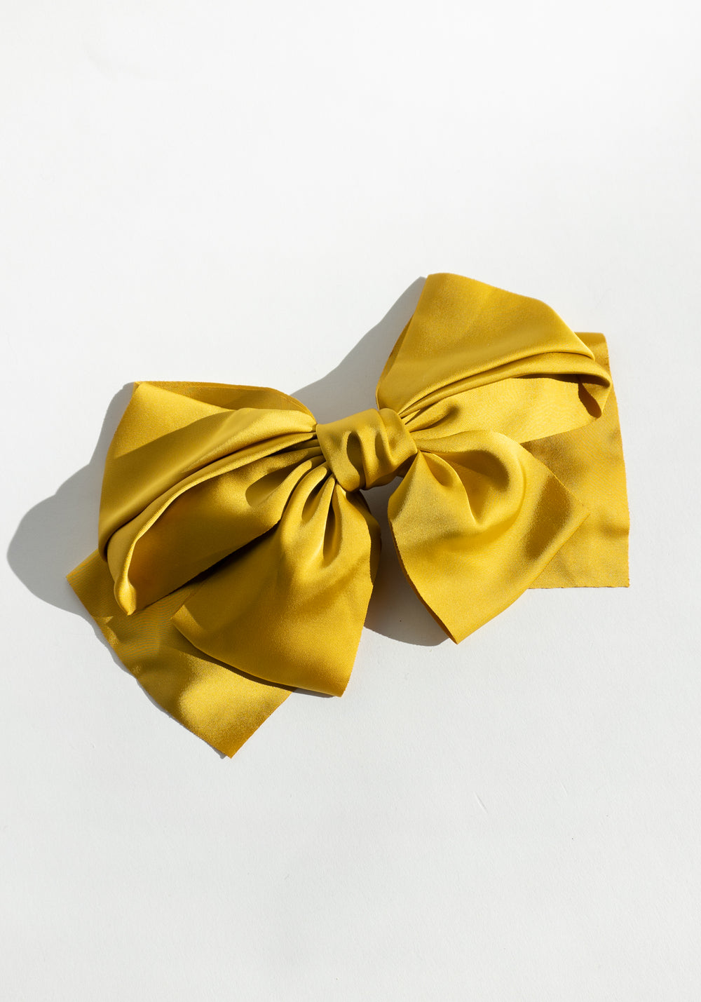 Giant Satin Bow Hair Clip in Yellow