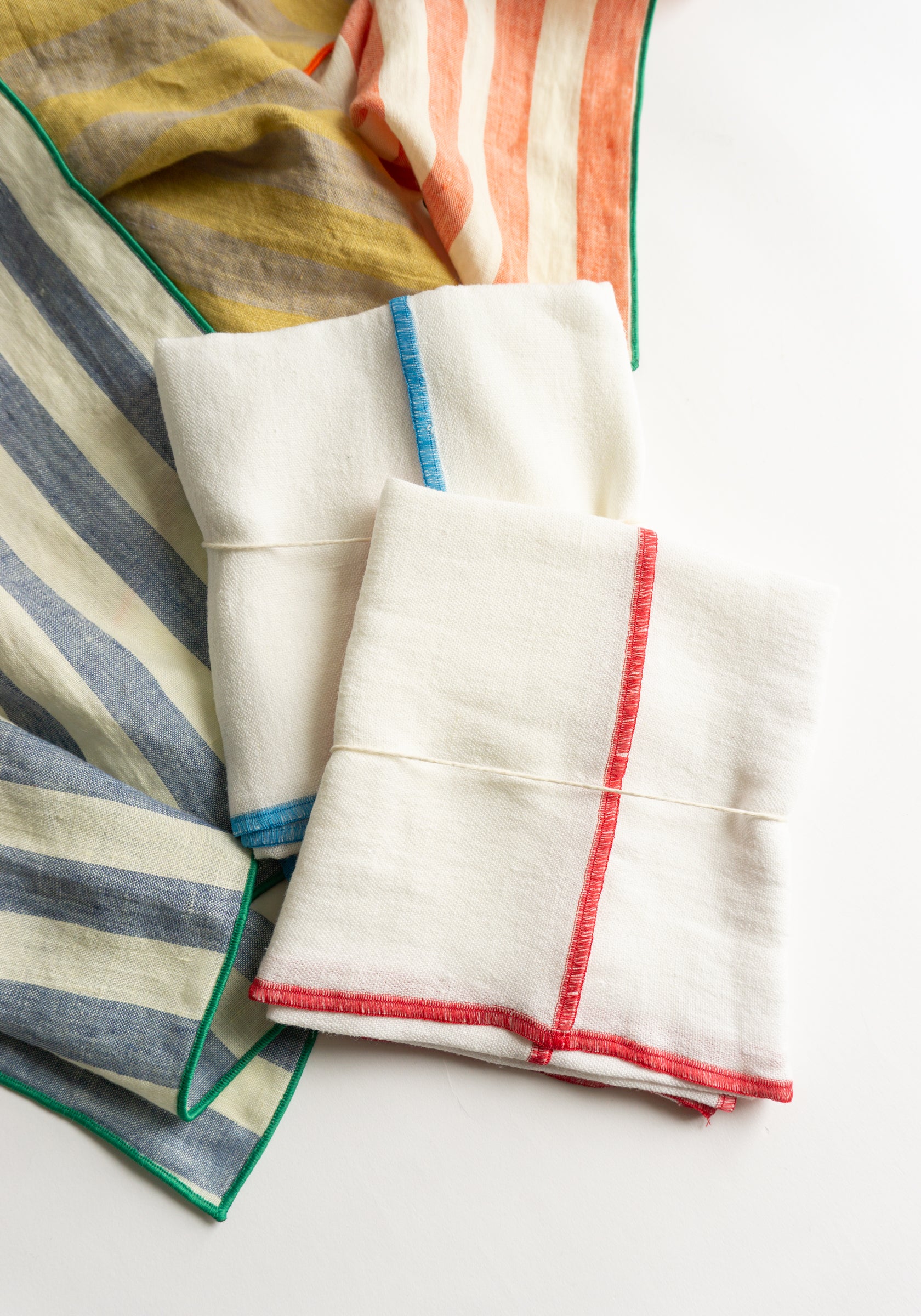 Checked Linen Kitchen Towel, Natural Washed Linen Tea Towels