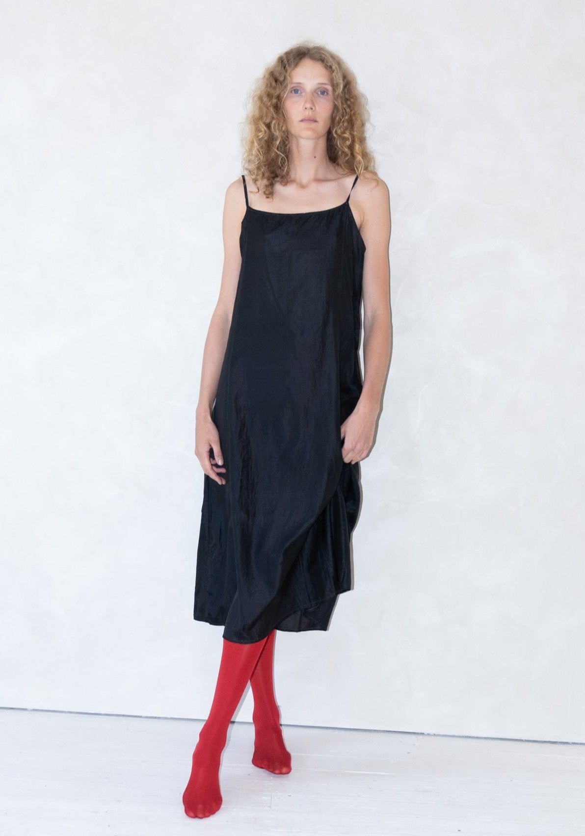 Injiri Silk Slip Dress in Dark Black – VESTIGE