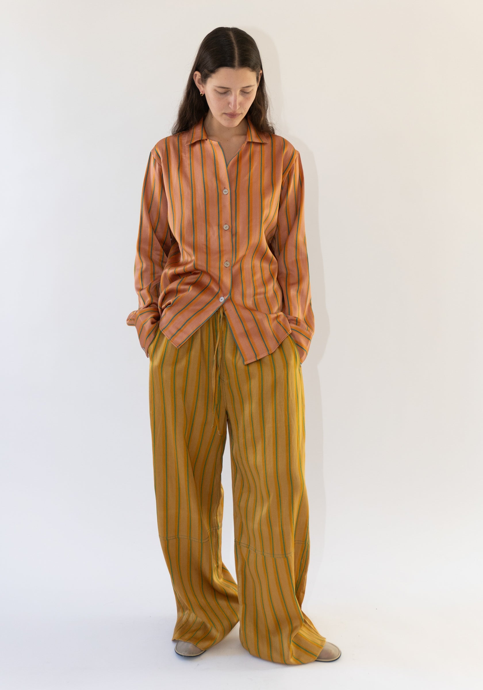 Tigra Tigra Stripe Drawstring Pant in Yellow Stripe