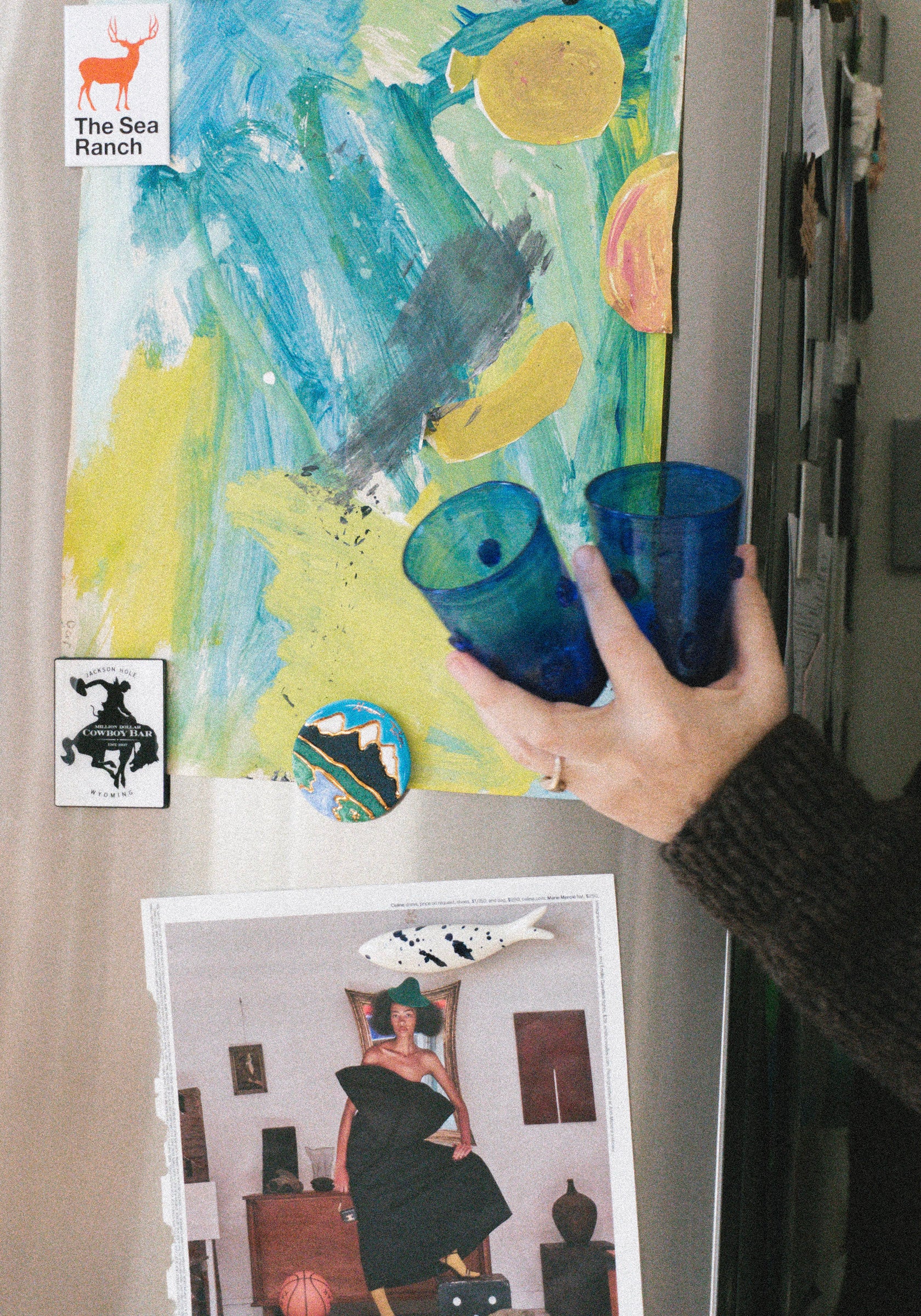 Studded Recycled Blue Glass Cup