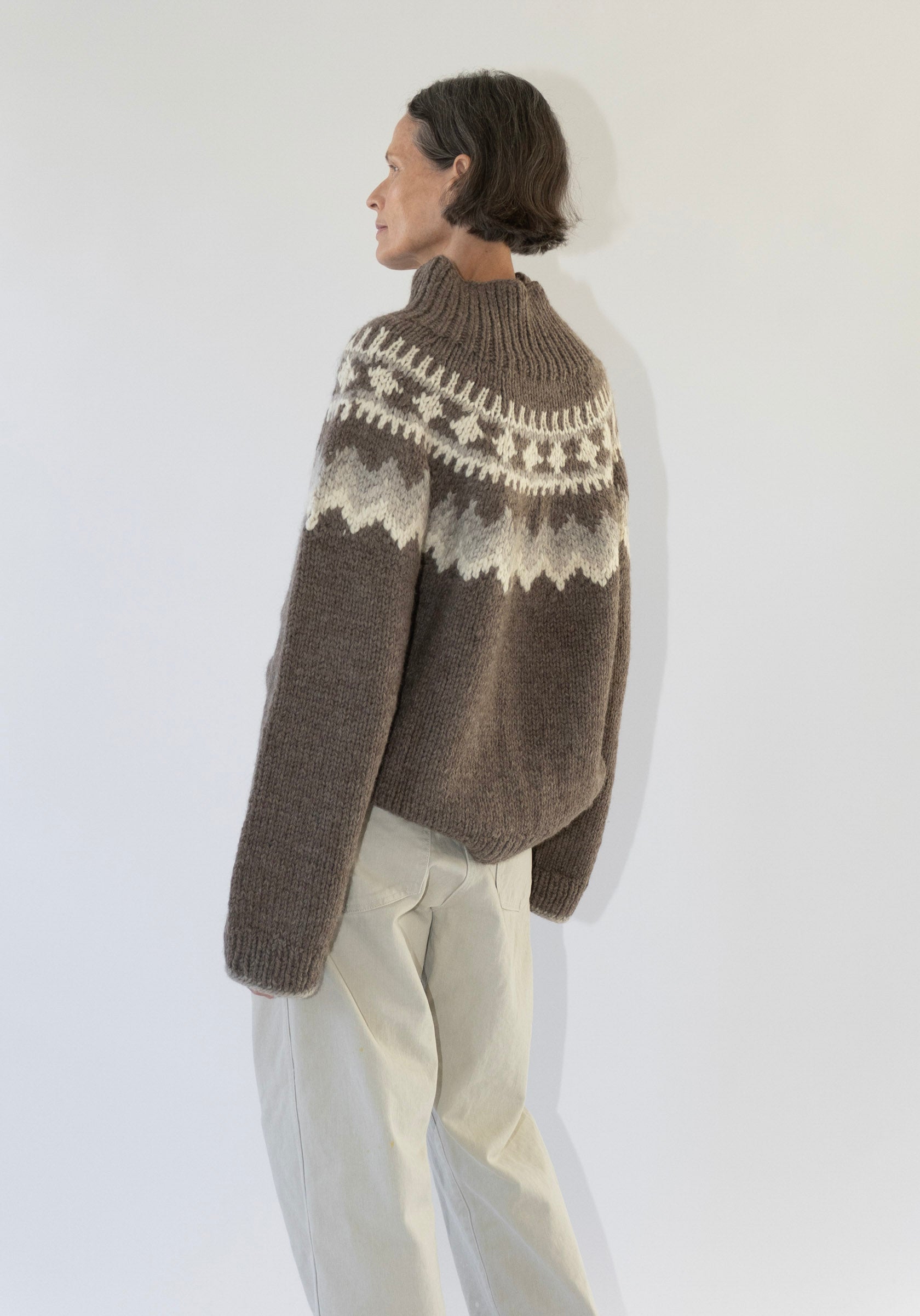 6397 Sedona Hand Knit Sweater in Mink Fairisle