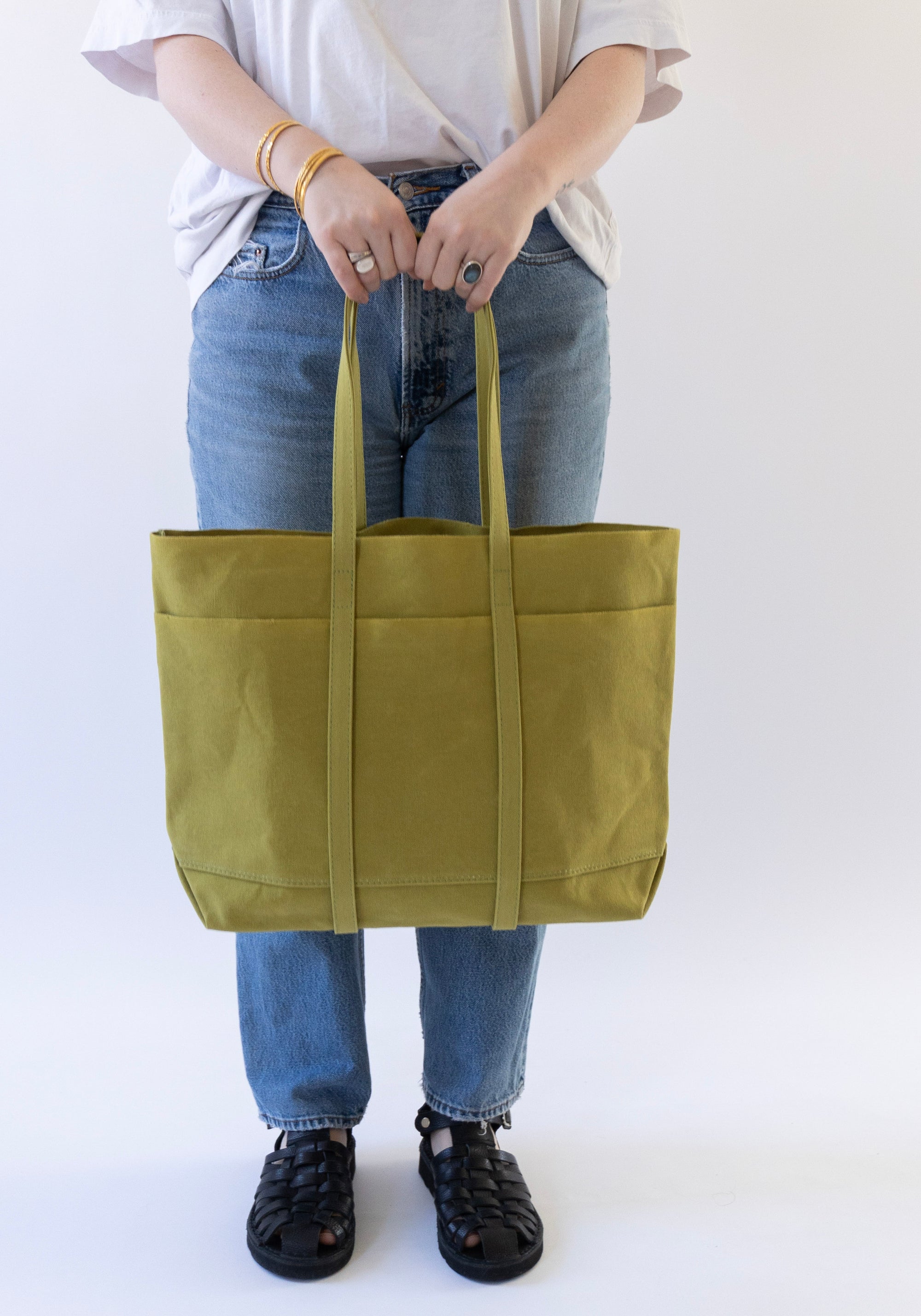 Medium Light Canvas Tote in Lime
