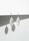 Large Elongated Ridge Earrings in Silver & Quartz