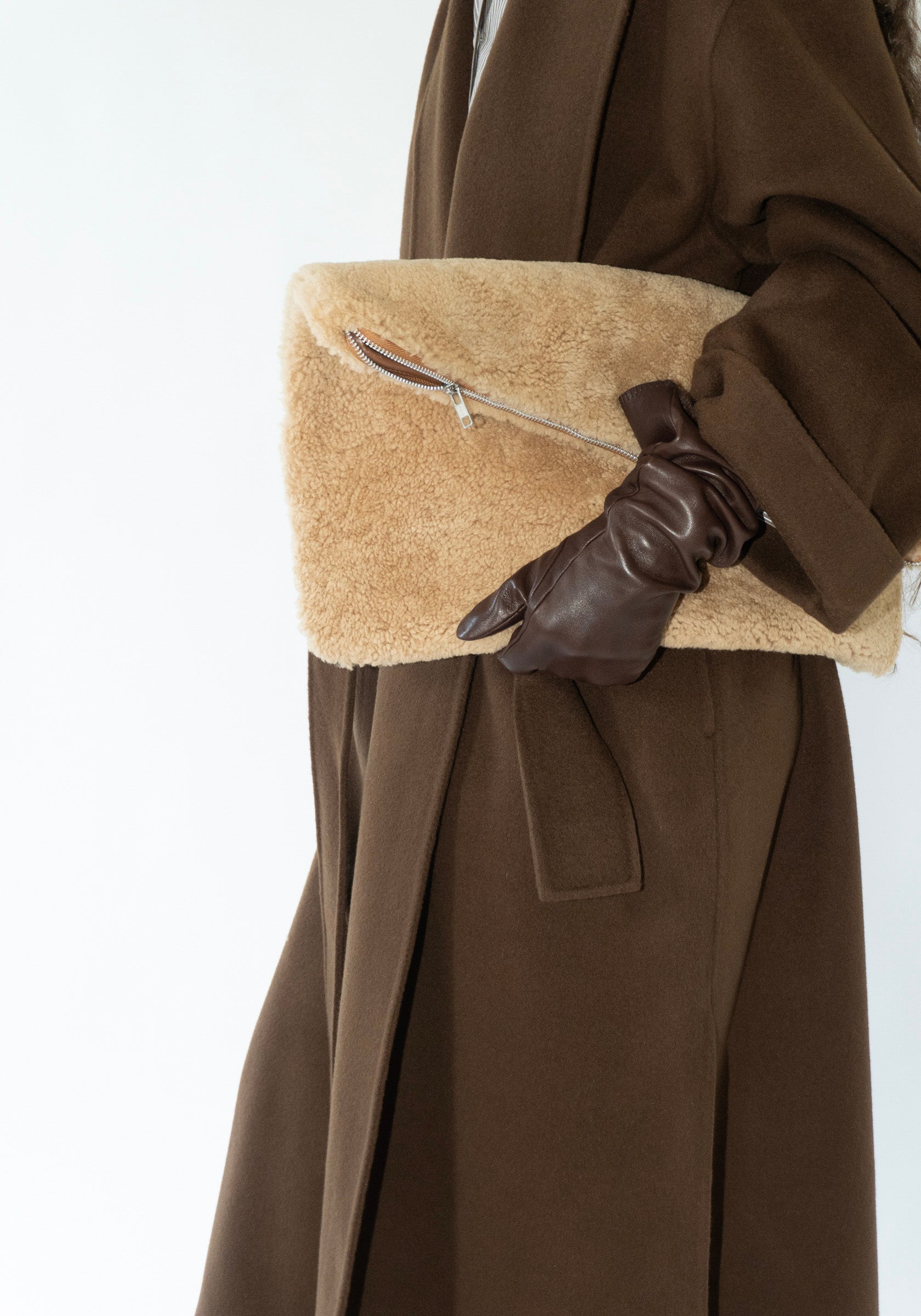 Cawley Leather Clutch in Tan