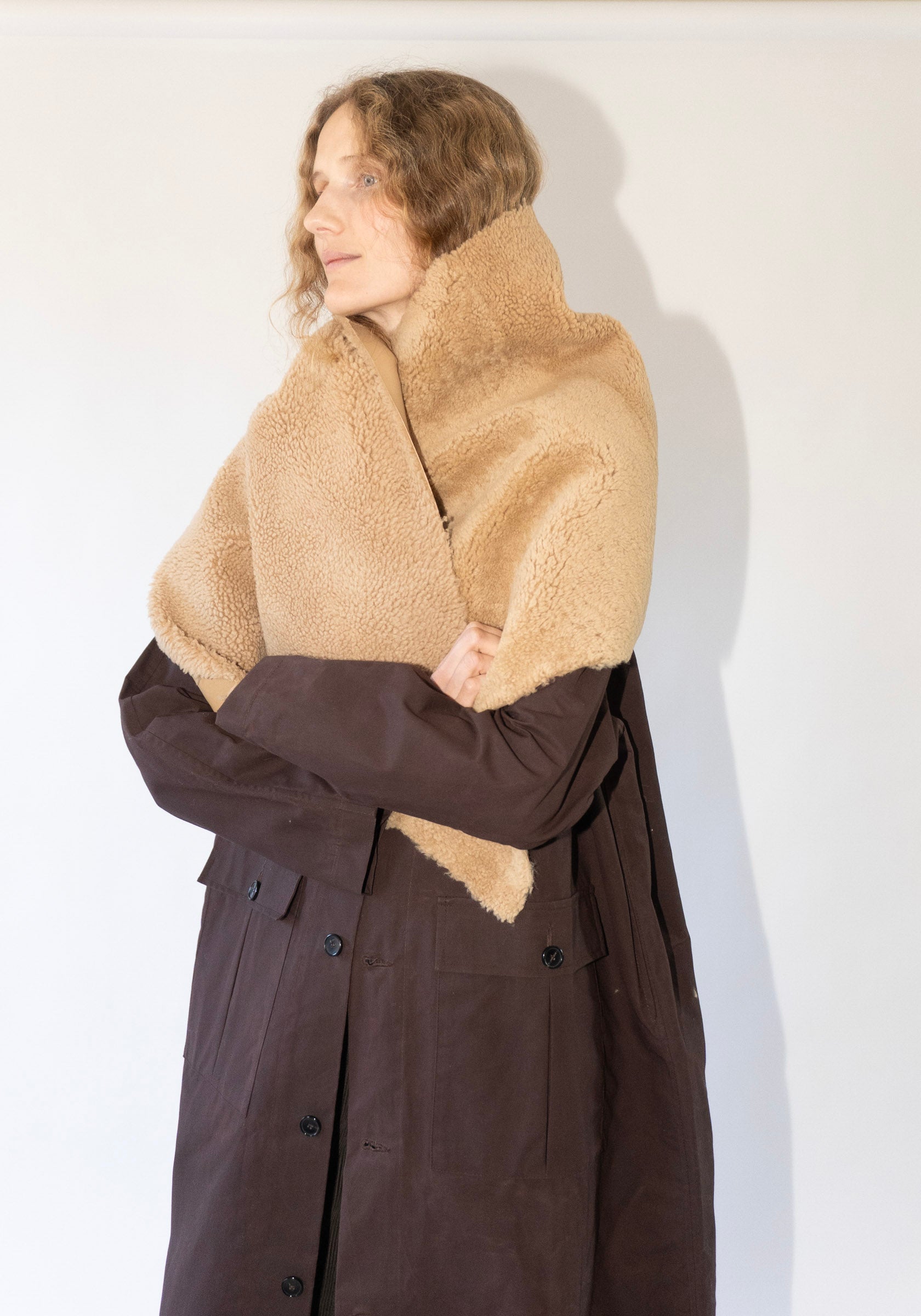 Leather Shawl in Tan