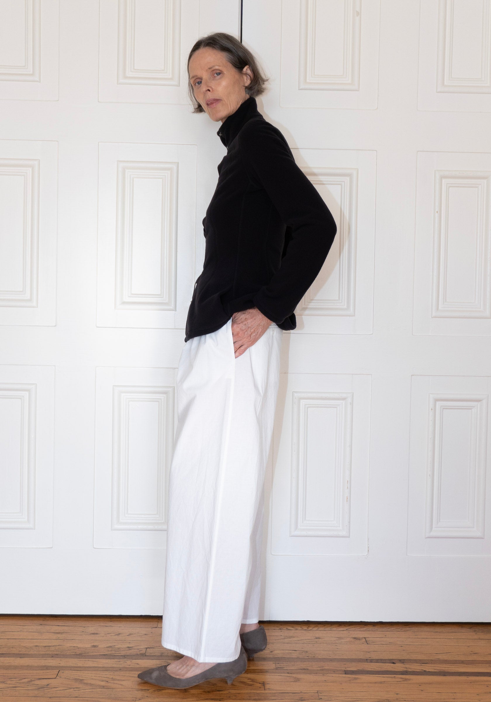 Colleen Allen Cotton Drawstring Pant in Natural White