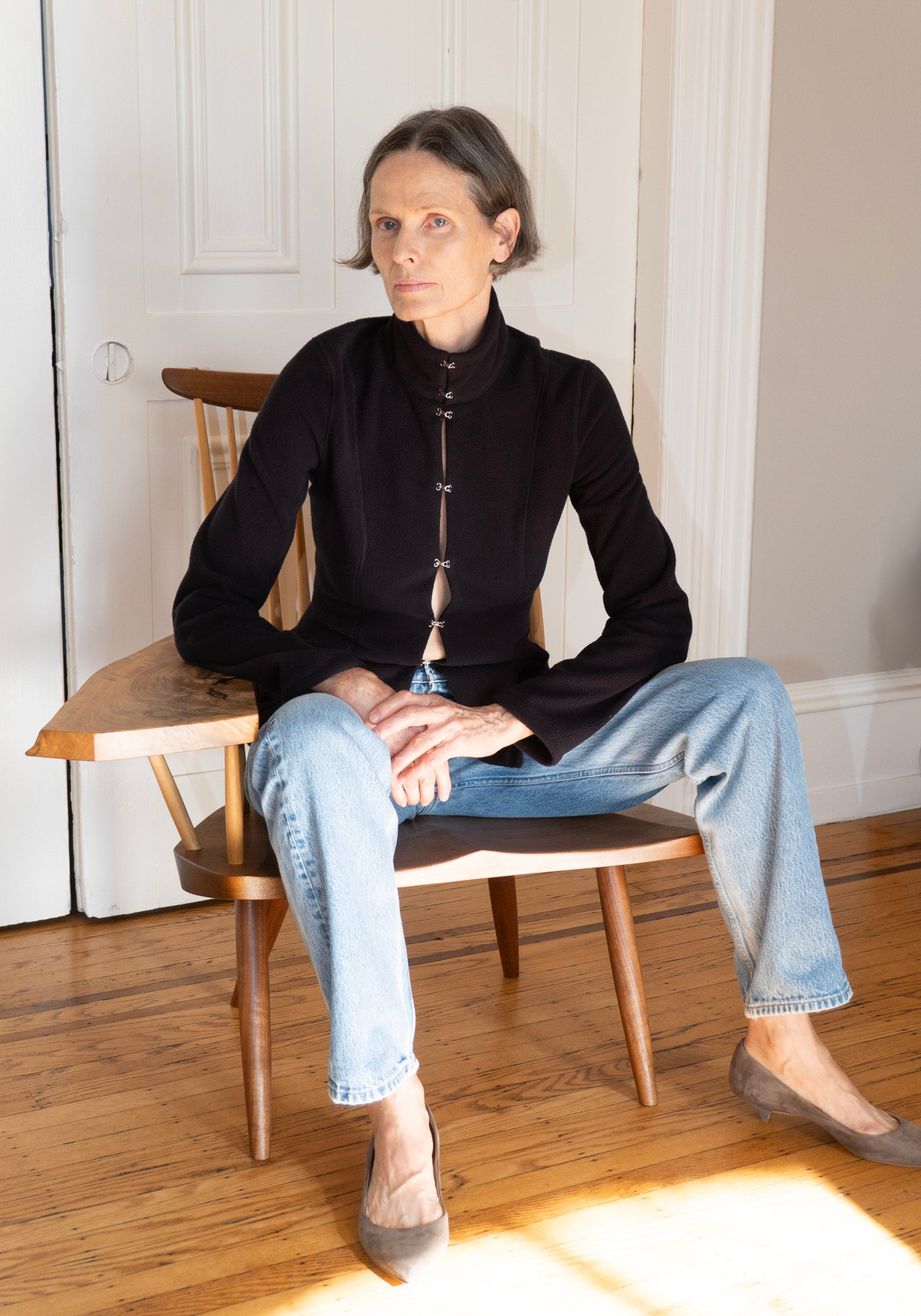 Colleen Allen Shaped Fleece Jacket in Black