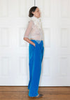 Colleen Allen Velvet Drawstring Pant in Cerulean Blue