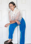 Colleen Allen Velvet Drawstring Pant in Cerulean Blue