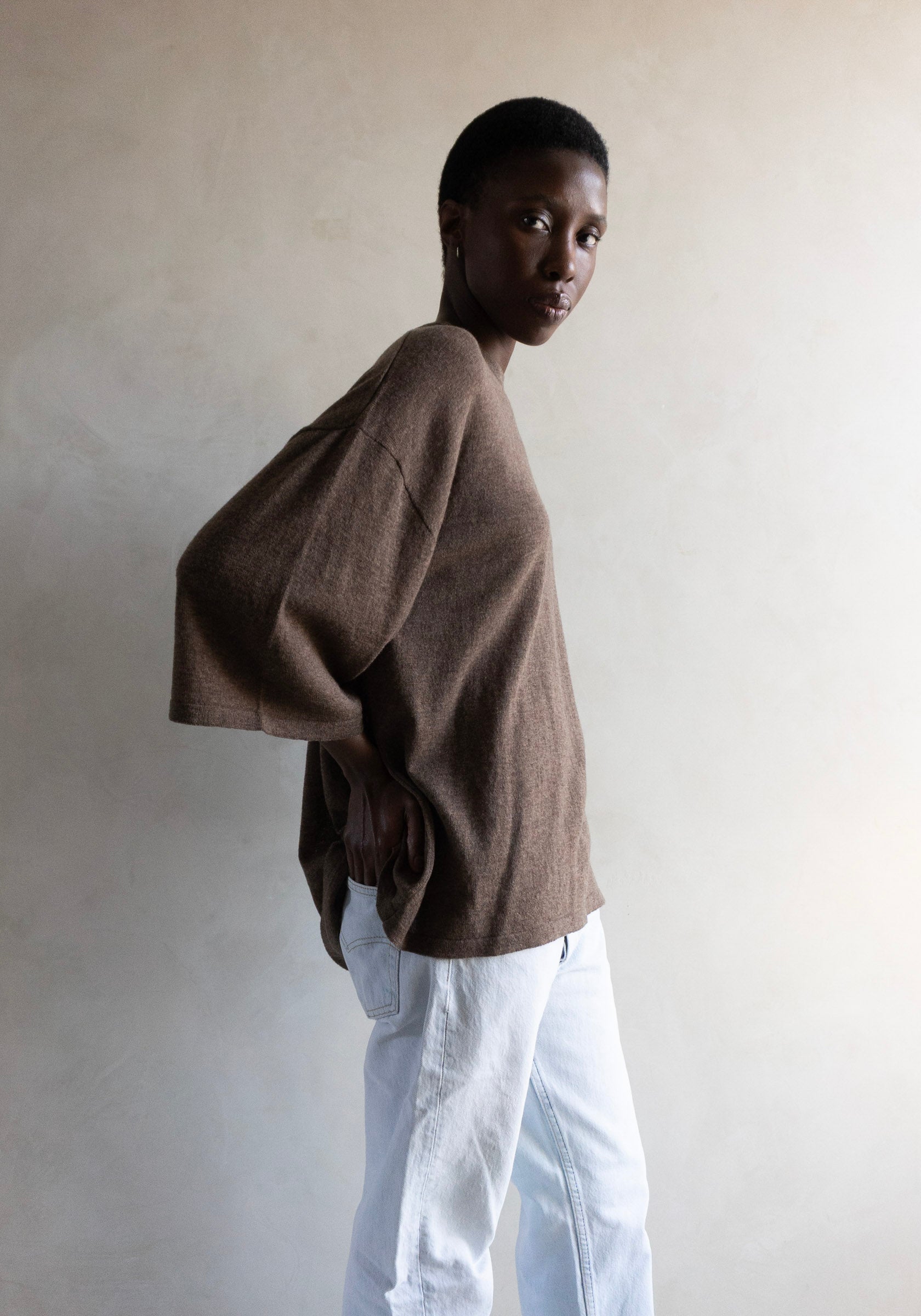 Cordera Merino Wool Oversized T-Shirt in Deep Taupe