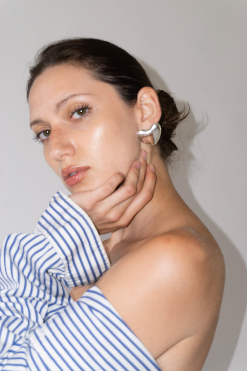 Annika Inez Voluptuous Heart Earrings in Silver