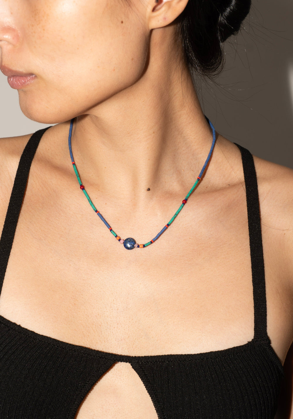 Beaded Necklace with Lapis