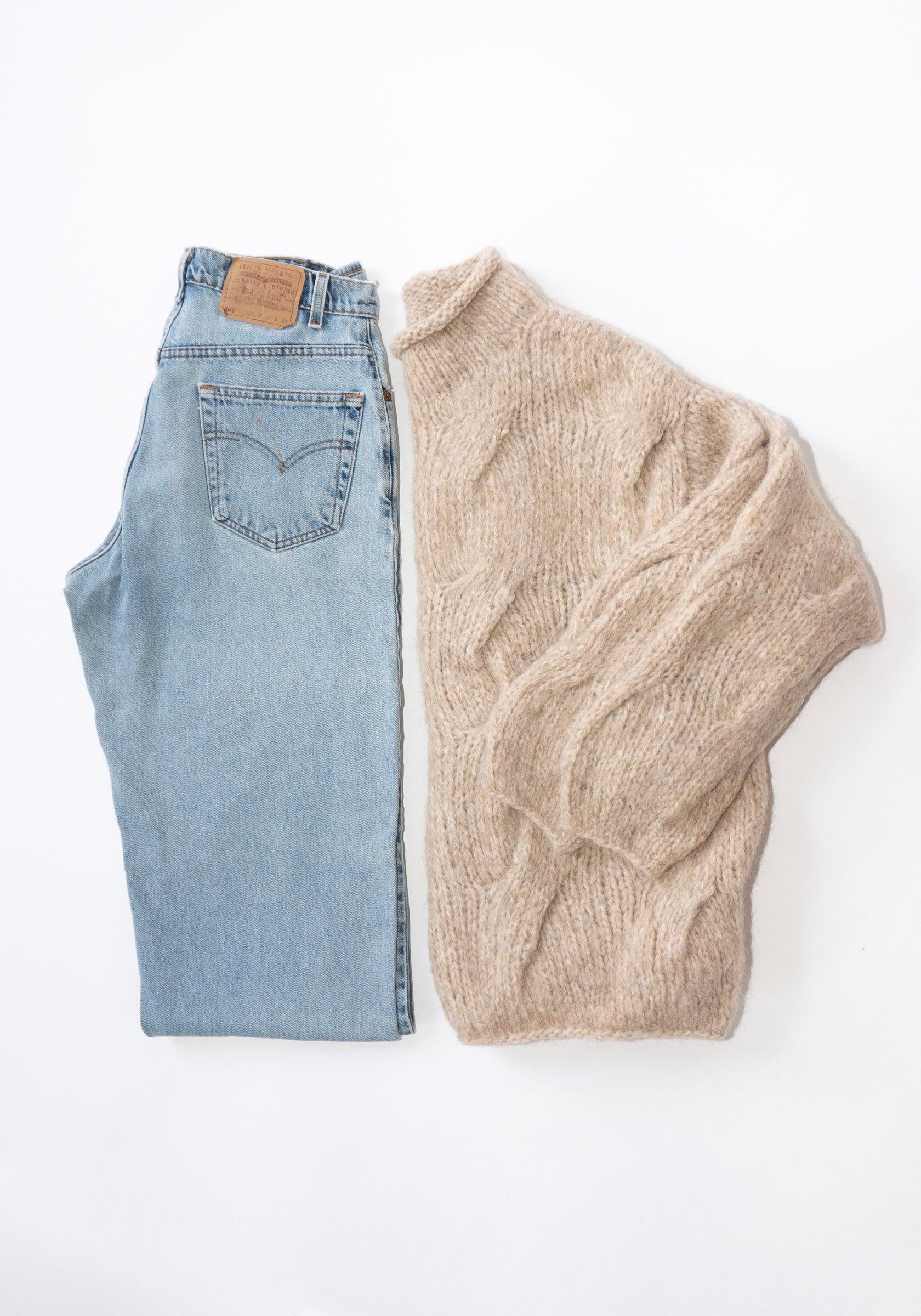 Lauren Manoogian Handknit Cable Rollneck Sweater in Husk