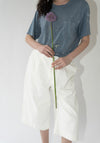 Lauren Manoogian Washed Cropped Trouser Shorts in White