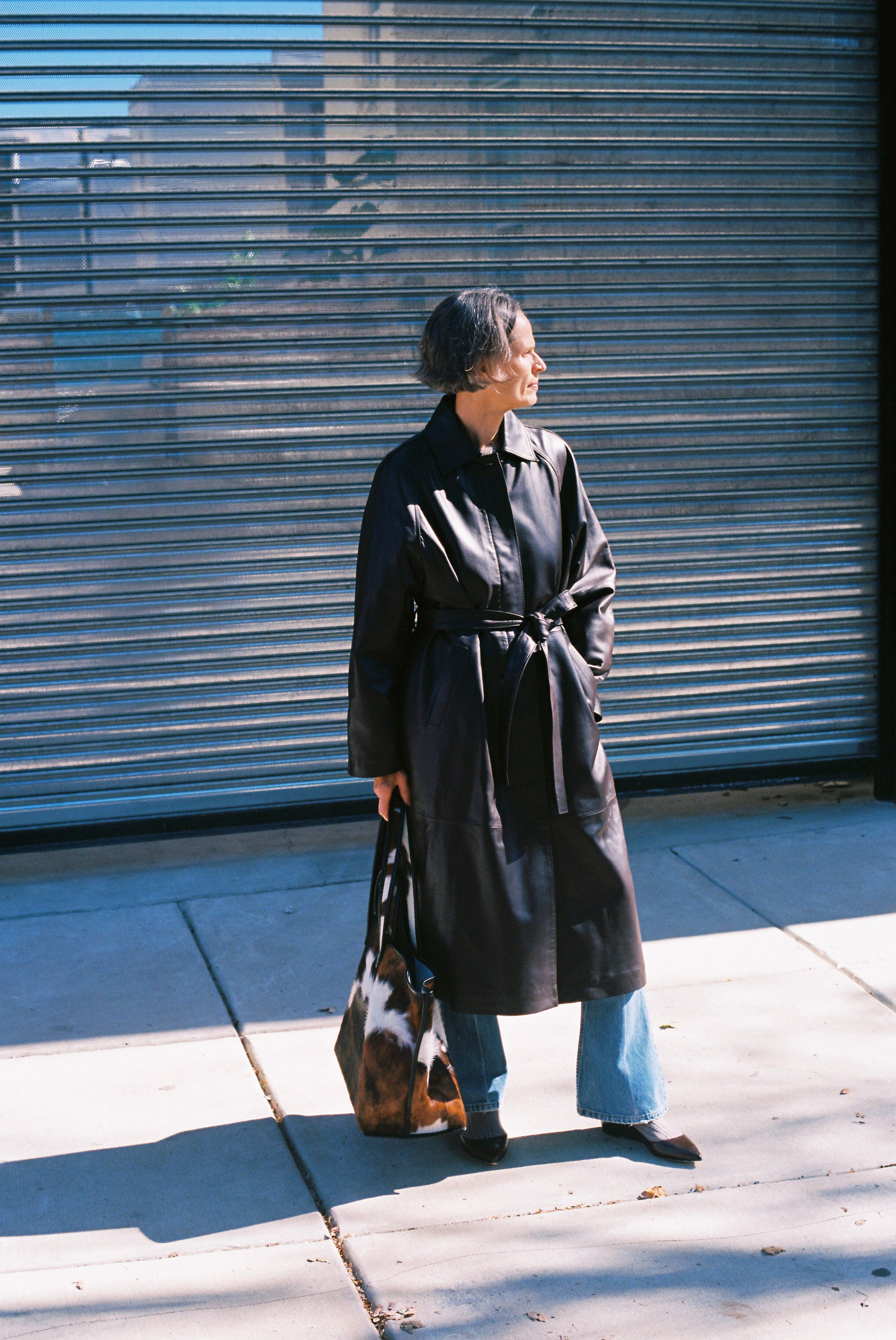 Cordera Nappa Long Trench Coat in Brown