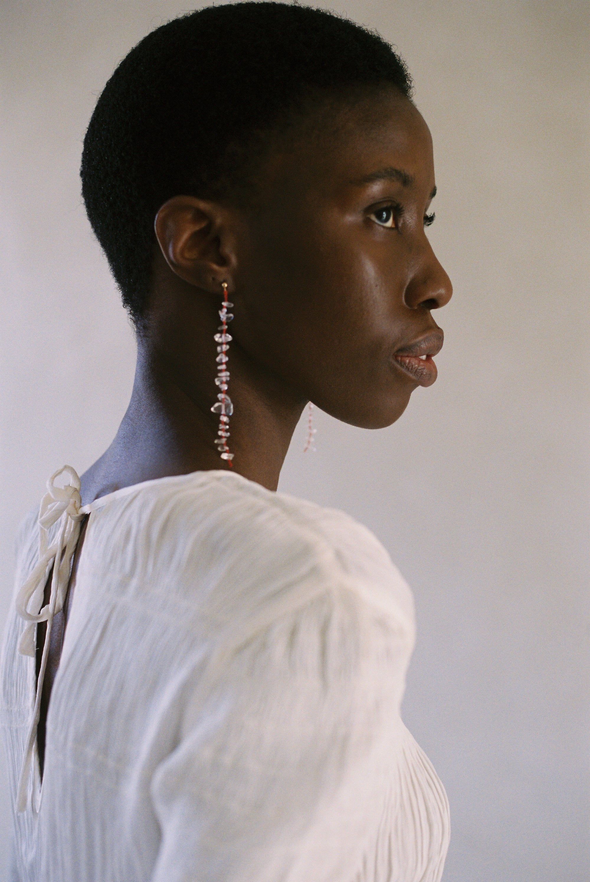 Siren Earrings in Quartz/Red
