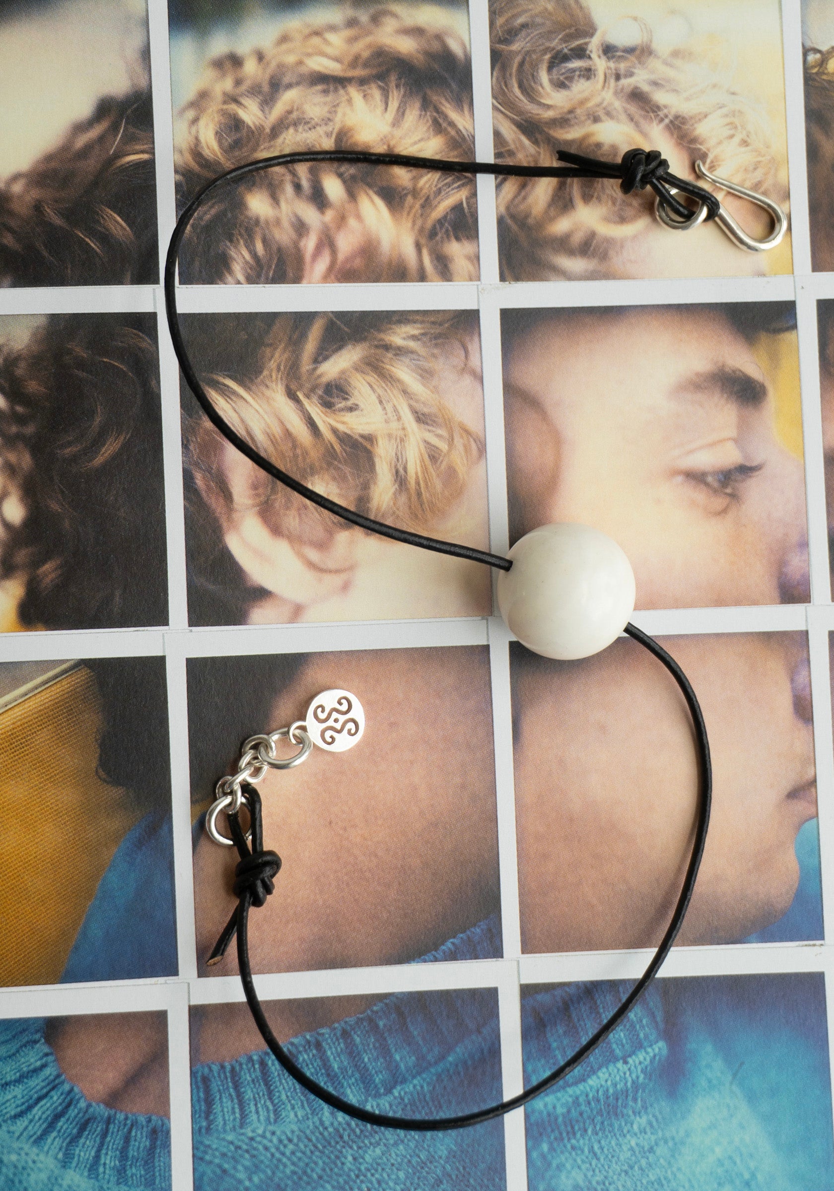 Sapir Bachar Shell Leather Choker in Silver