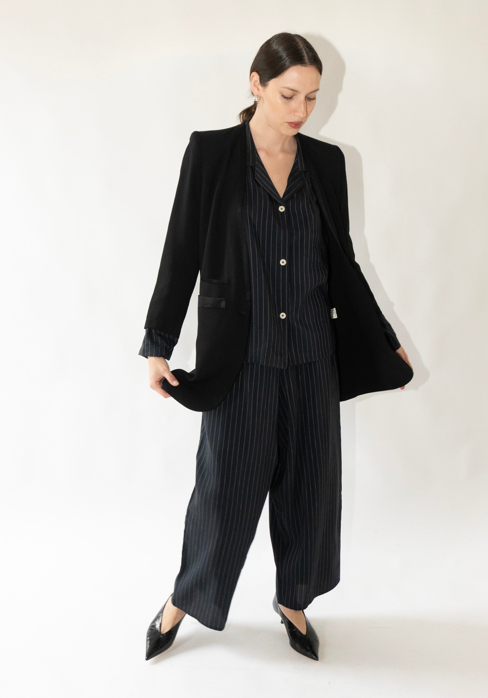 Shaina Mote Pajama Pant in Navy Pinstripe