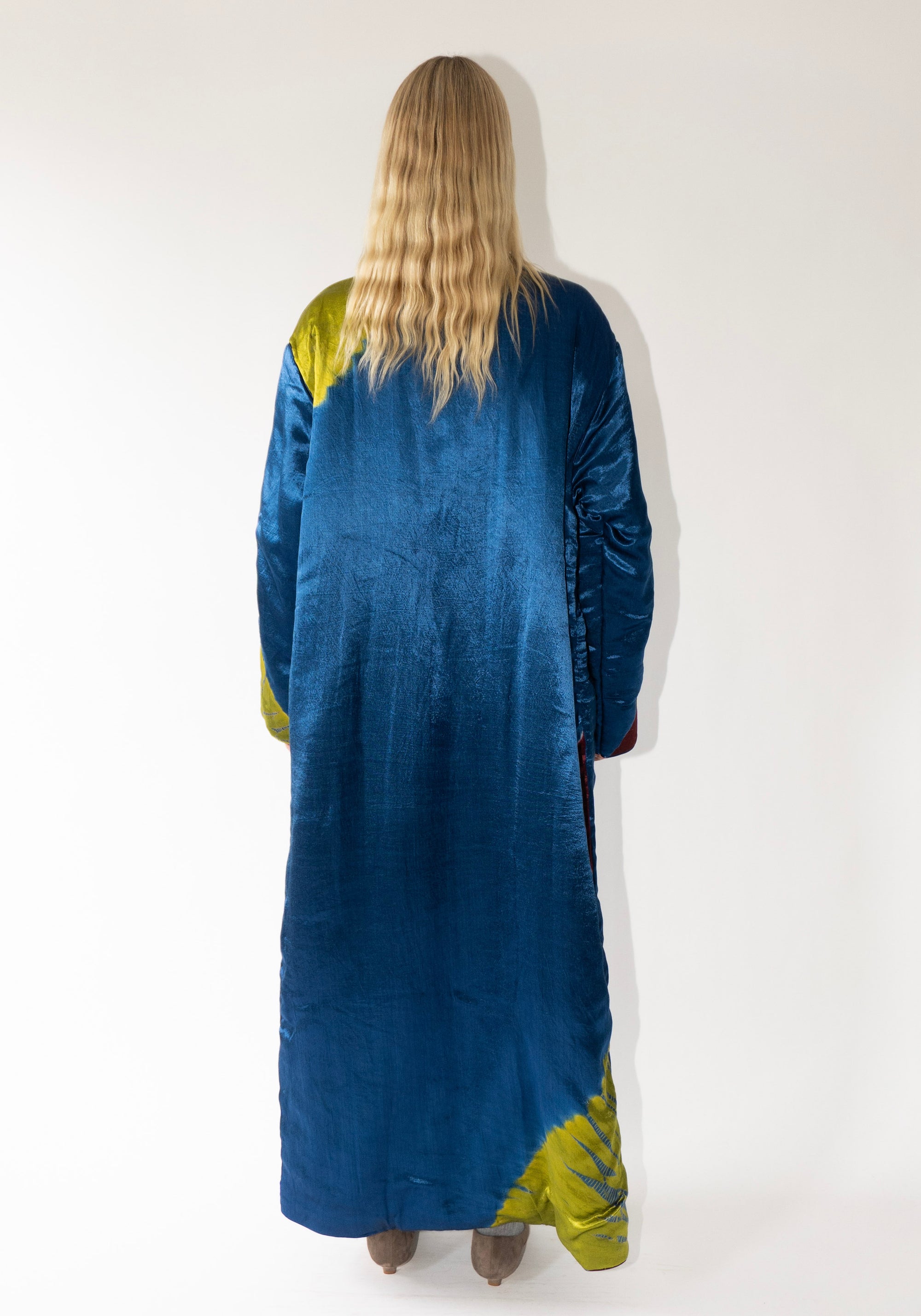 Tigra Tigra Long Coat in Jewel Blue Shibori
