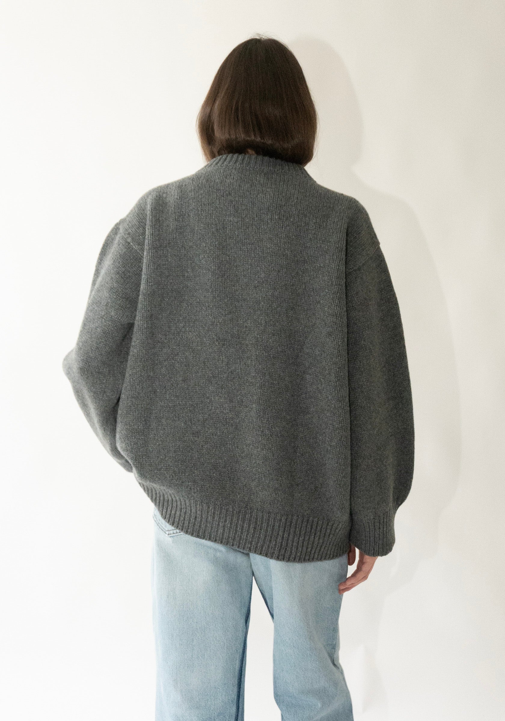 Caragh Chunky Slouchy Crewneck in Charcoal