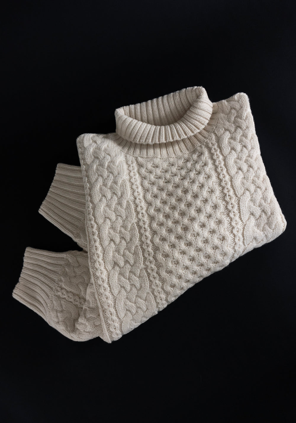 Fisherman Turtleneck Sweater in Cream