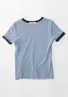 B Sides Double Tee in Dark Grey and Light Blue

