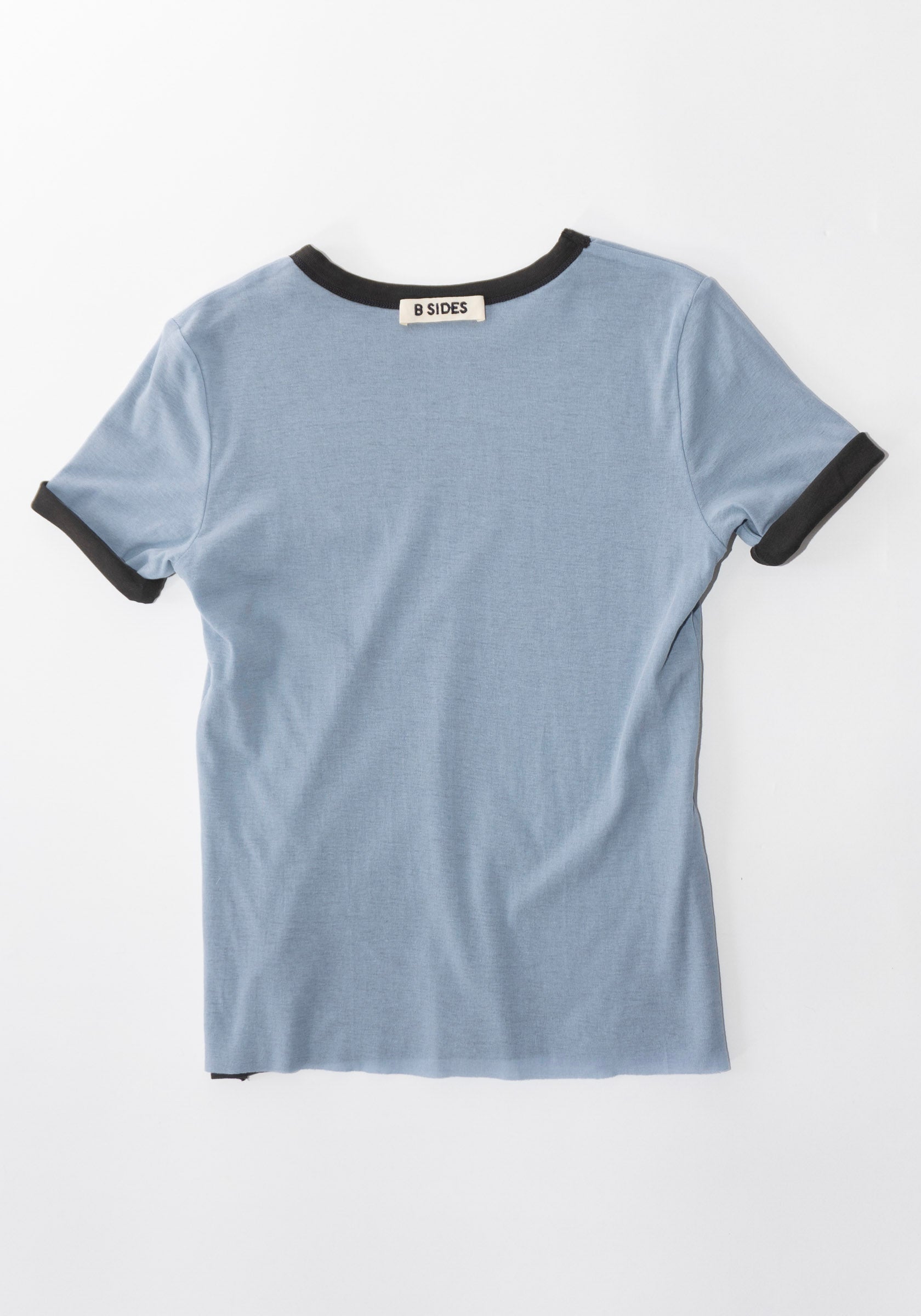 B Sides Double Tee in Dark Grey and Light Blue

