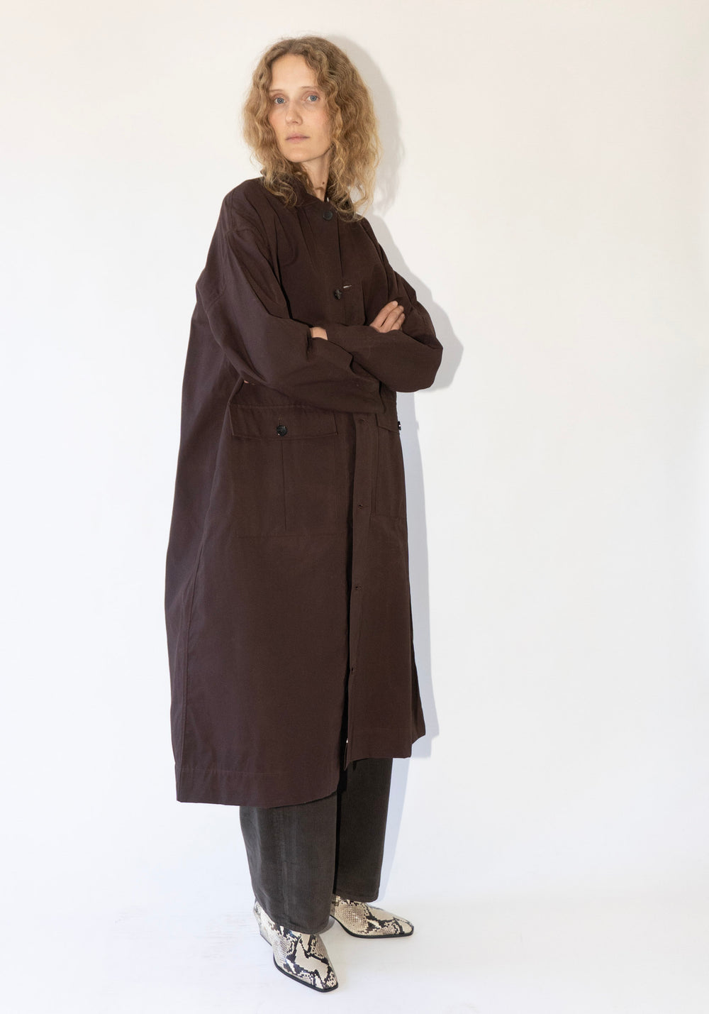 British Dry Oilskin Arlo Mac in Dark Mulberry