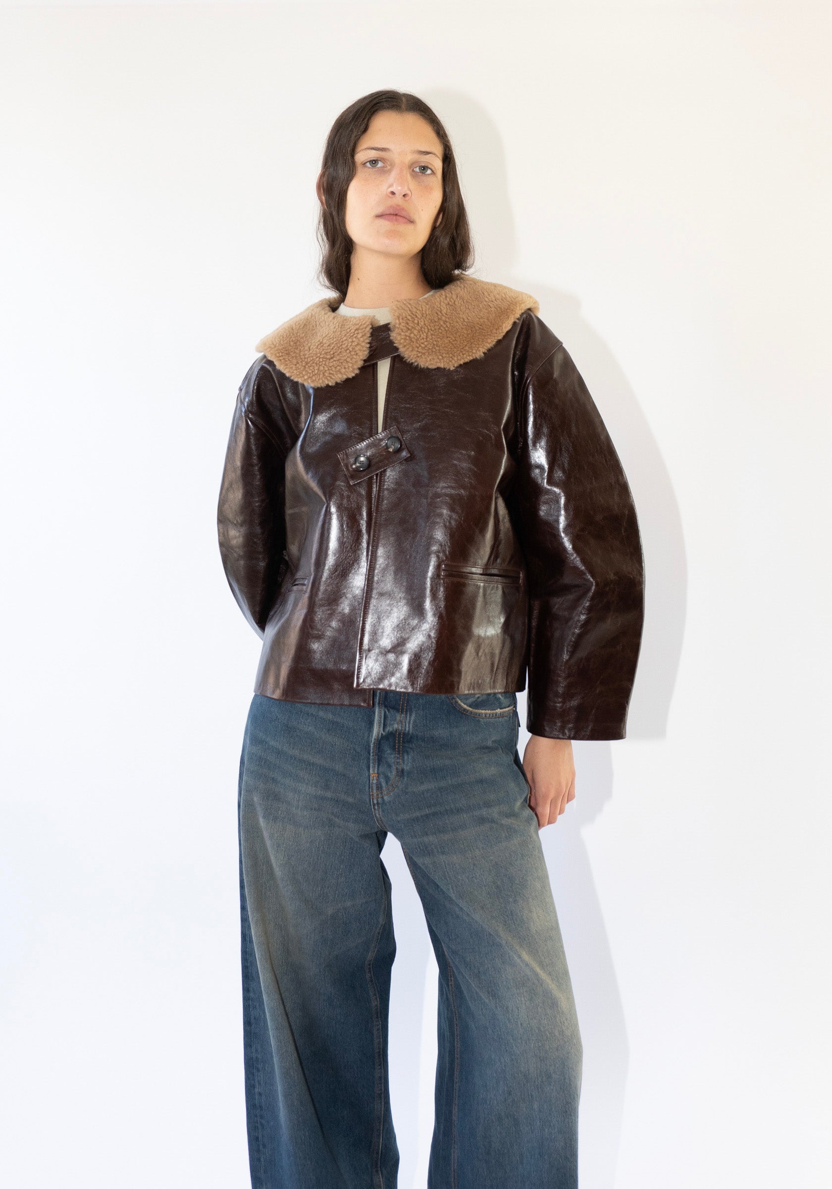 Leather Ellie Jacket in Canada Brown