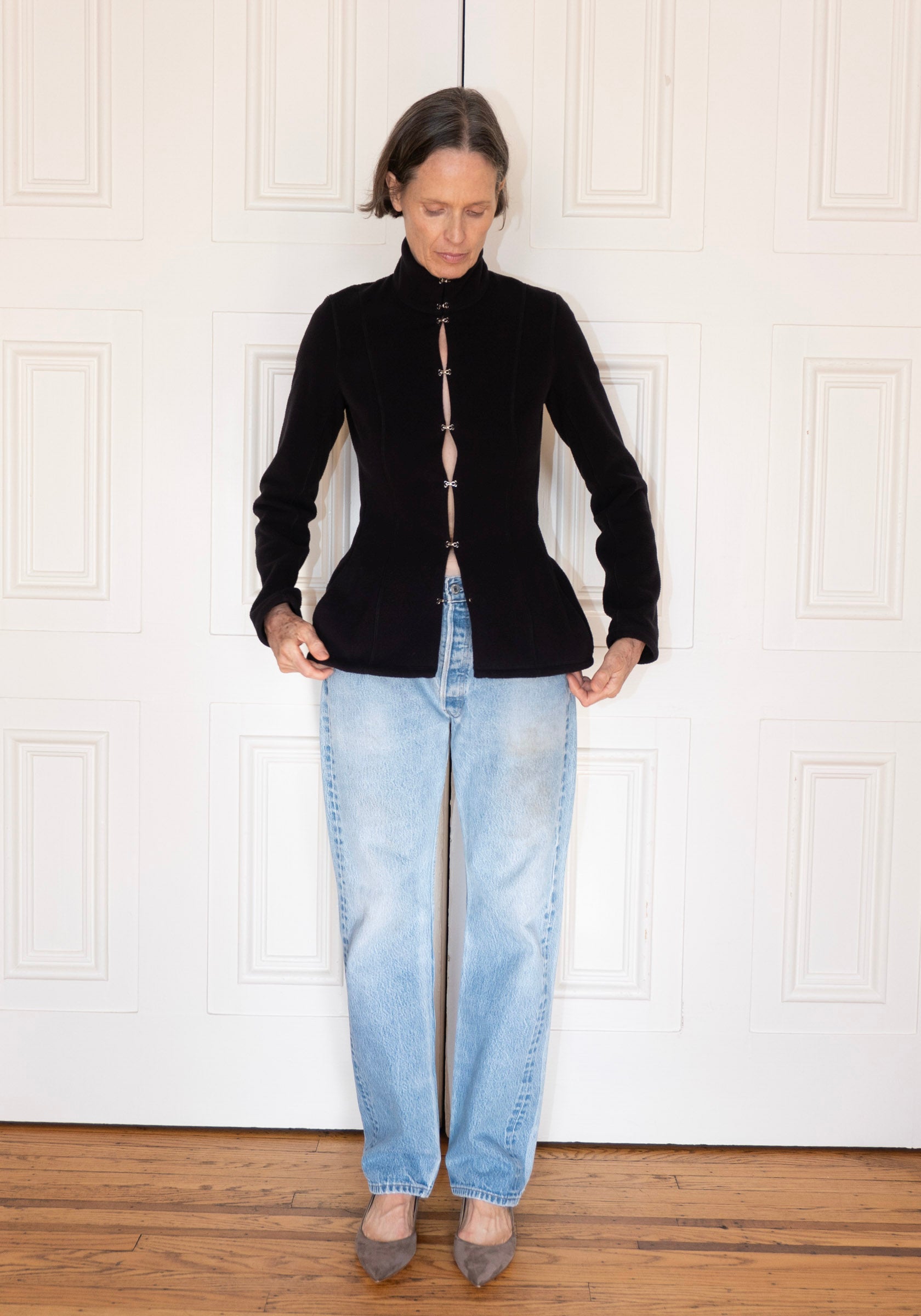 Colleen Allen Shaped Fleece Jacket in Black