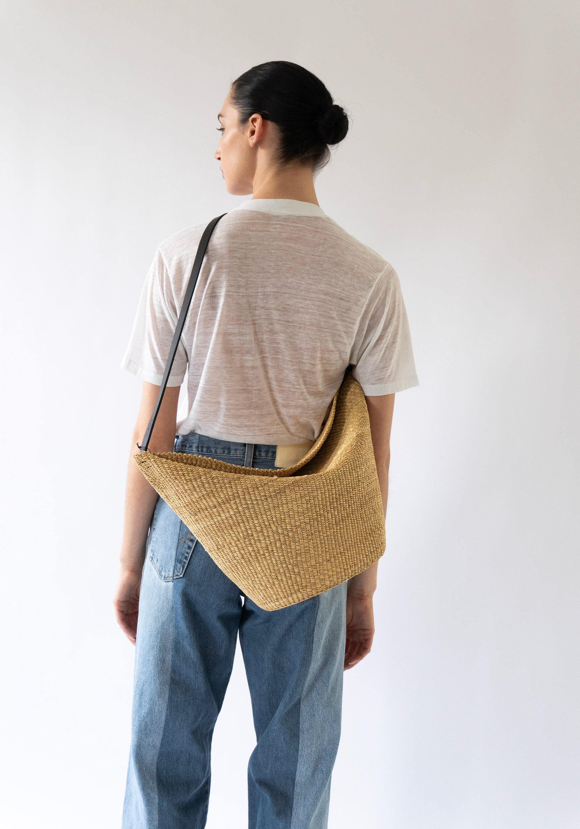 Large Croissant Straw Bag No.35 in Natural