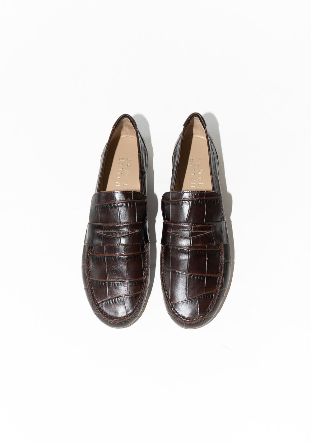 Jamie Haller Penny Loafer in Brown Croc