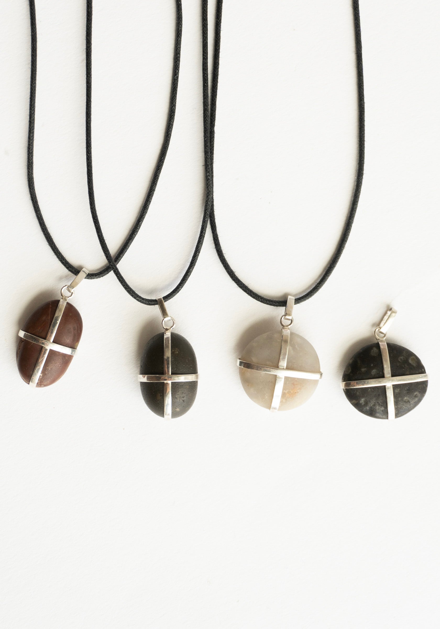 Nathalie Mathoulin Jewellery Stone Silver Ribbon Necklaces