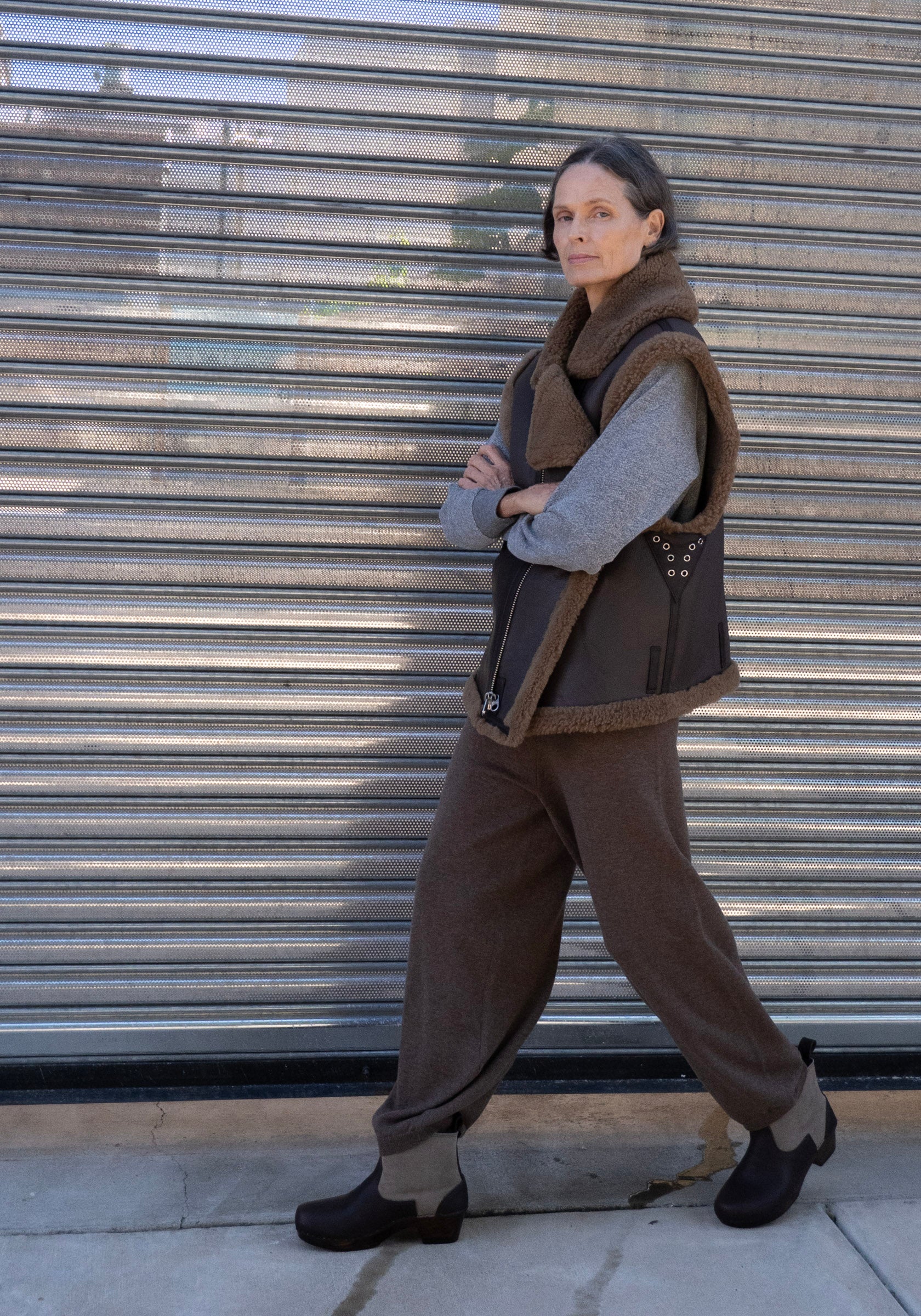 Shearling Vest in Brown