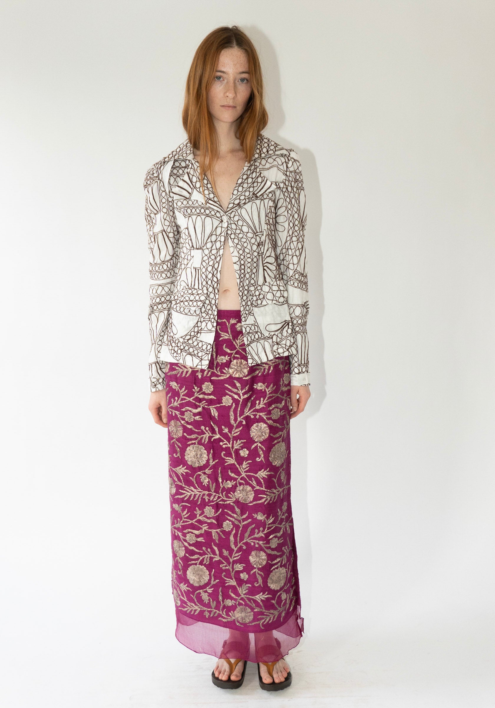 Kasab Slip Skirt with Kota in Magenta