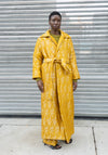 Silk Brocade Puffy Overcoat in Yellow