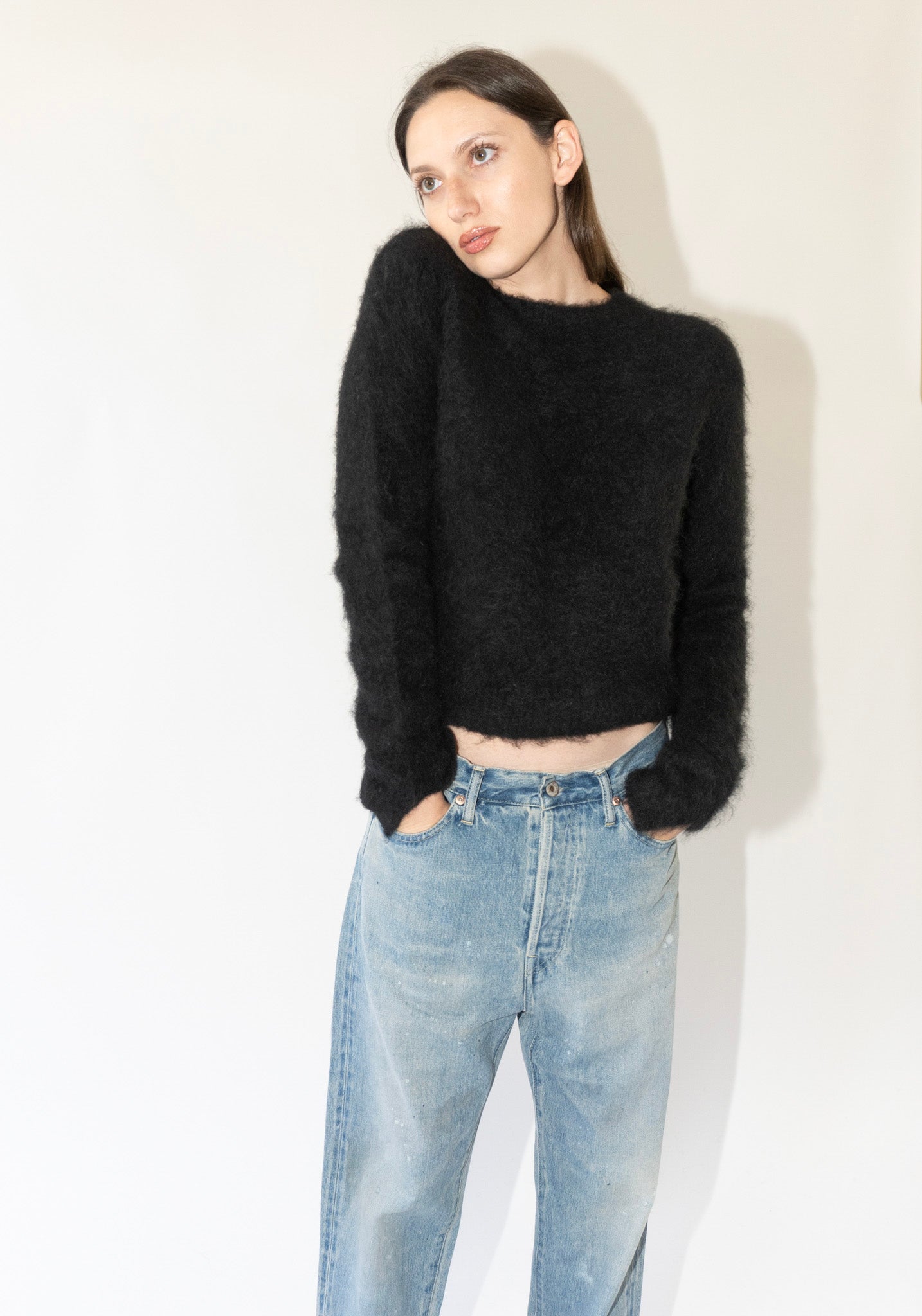 Sayaka Davis Cropped Sweater in Black