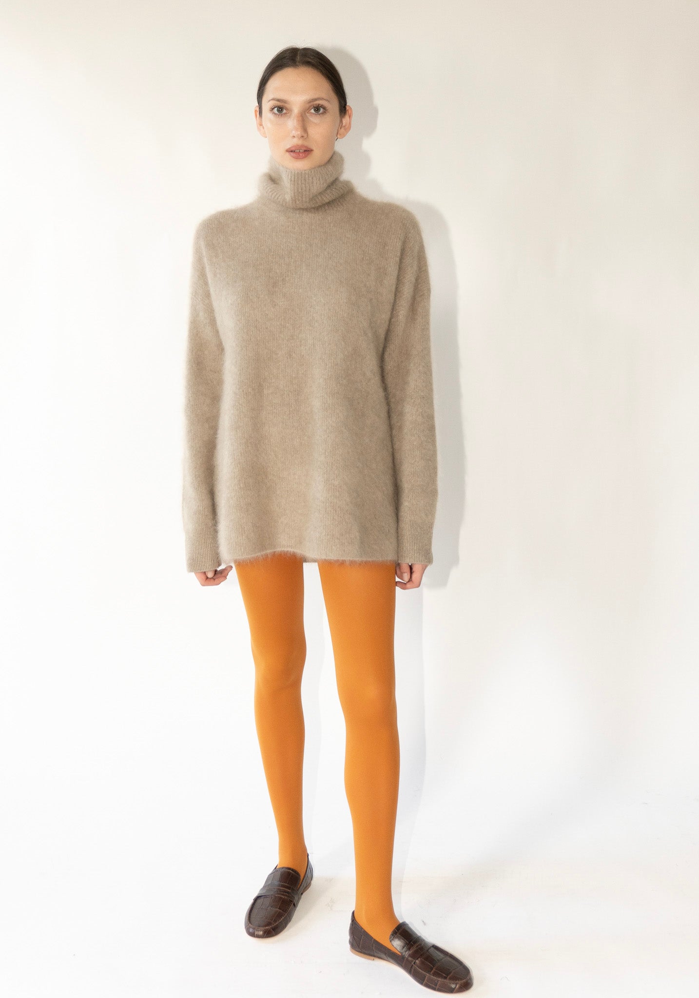 Lisa Yang Cashmere Teresa Brushed Sweater in Mole