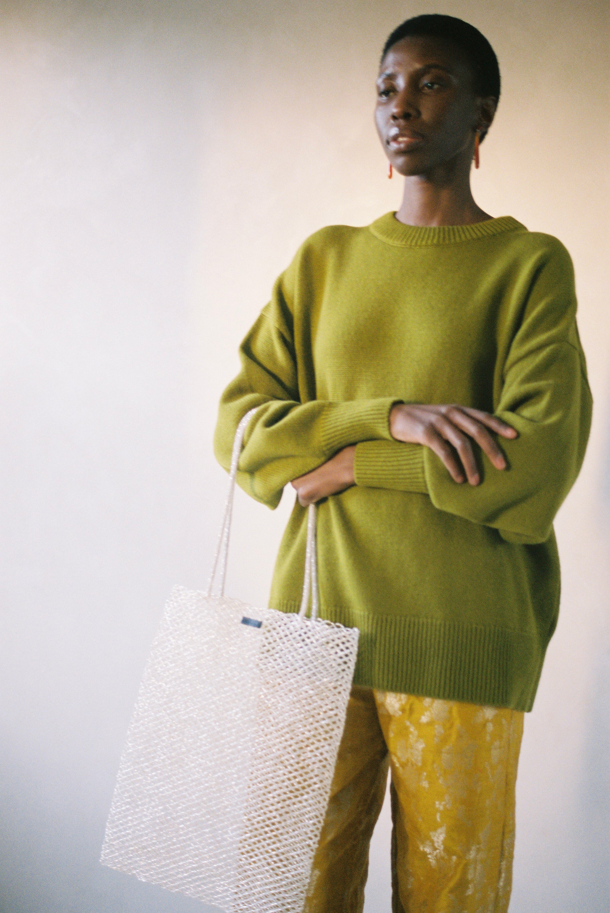 Cordera Handmade Beaded Tote Bag in Silver