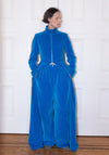 Colleen Allen Velvet Drawstring Pant in Cerulean Blue