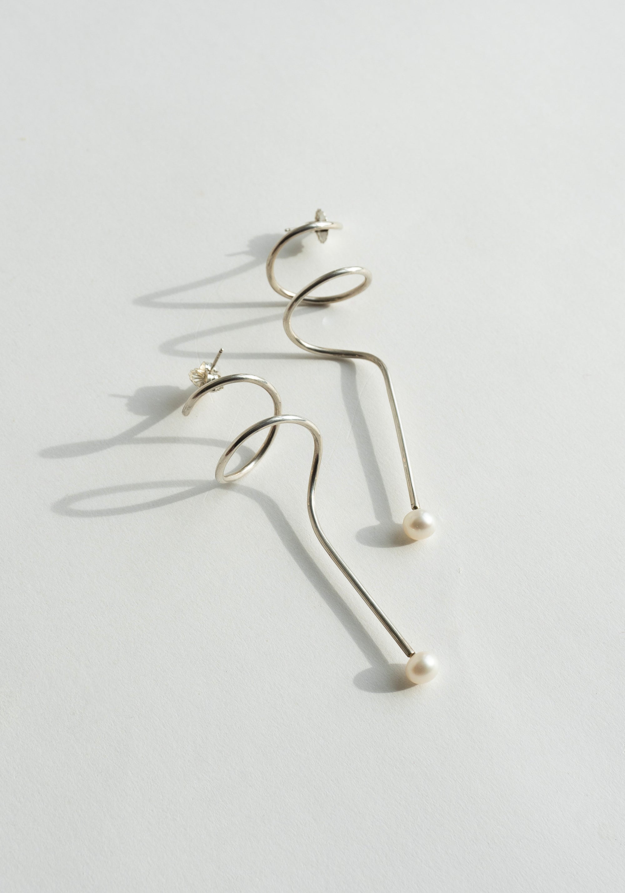 Danica Stamentic Long Spiral Drop Earrings with Pearls