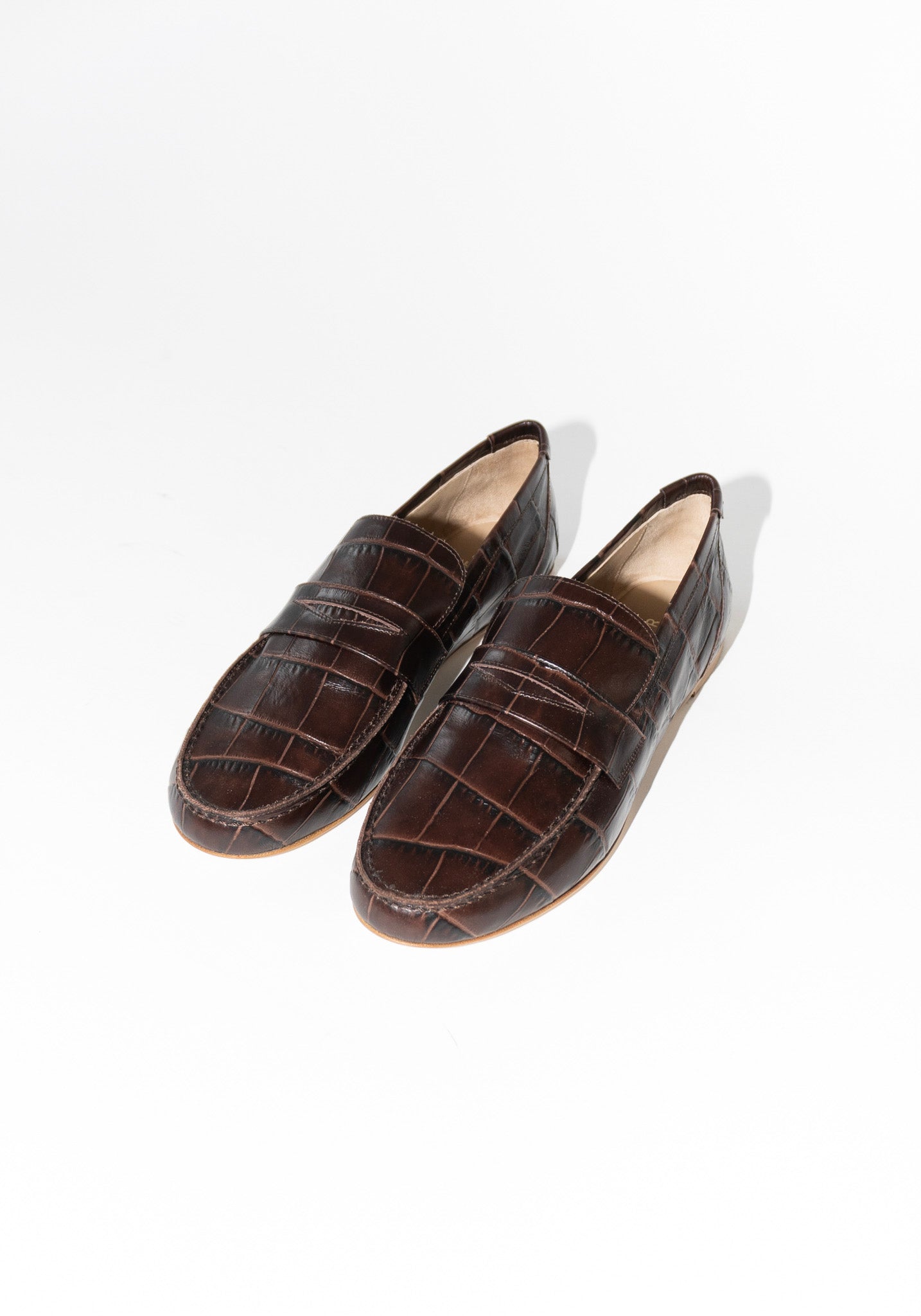 Jamie Haller Penny Loafer in Brown Croc