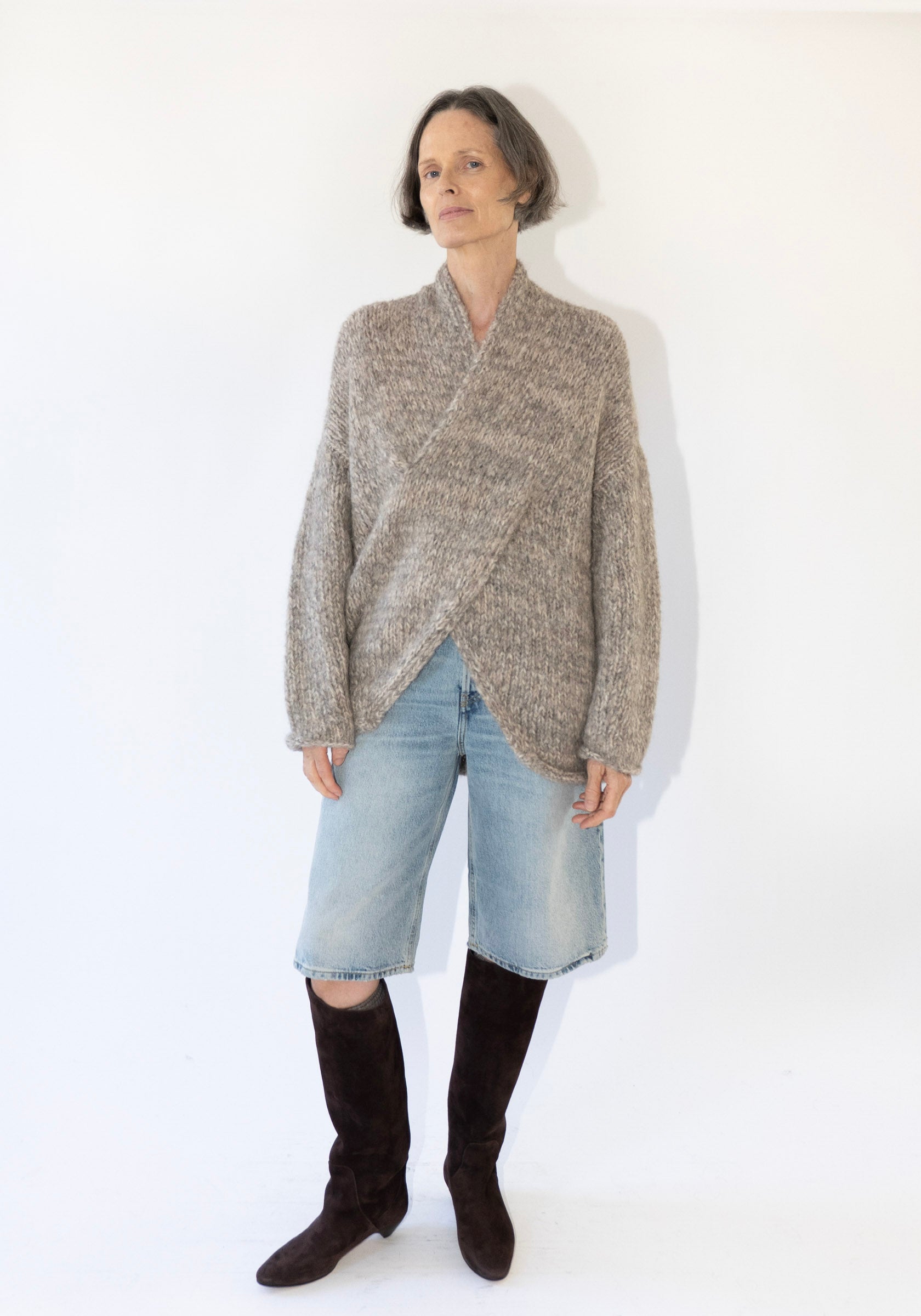 Lauren Manoogian Handknit Big Cable Pullover in Marl