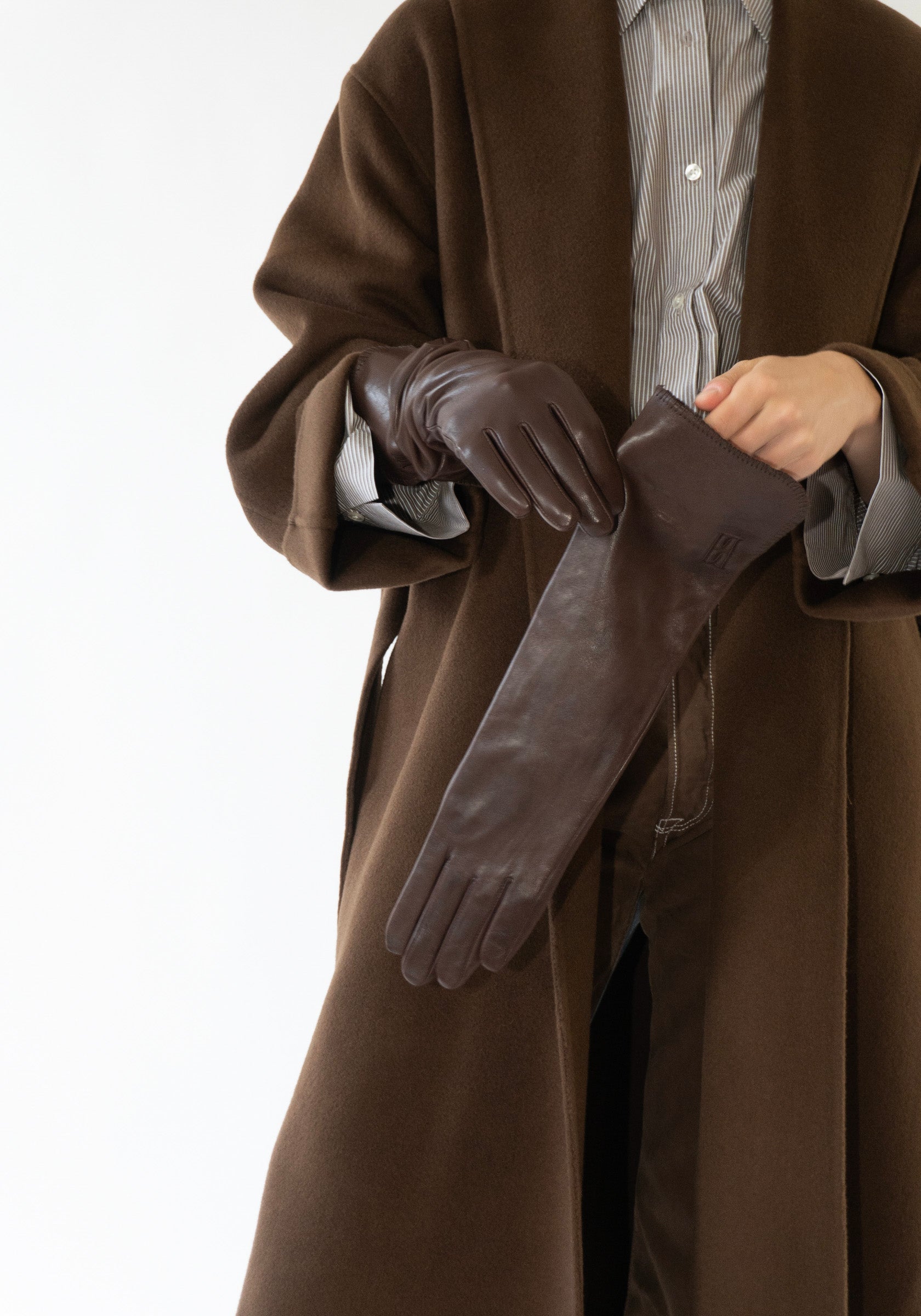 By Malene Birger Gemmi Long Leather Gloves in Brown