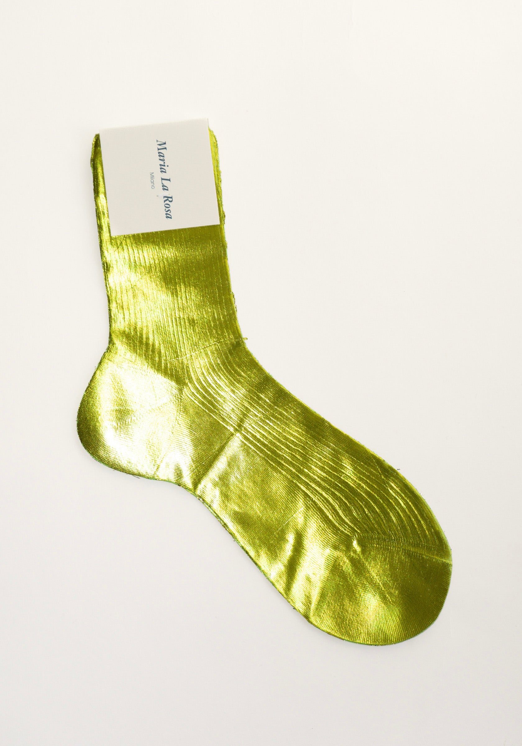 Maria La Rosa Ribbed Laminated Sock in Lime