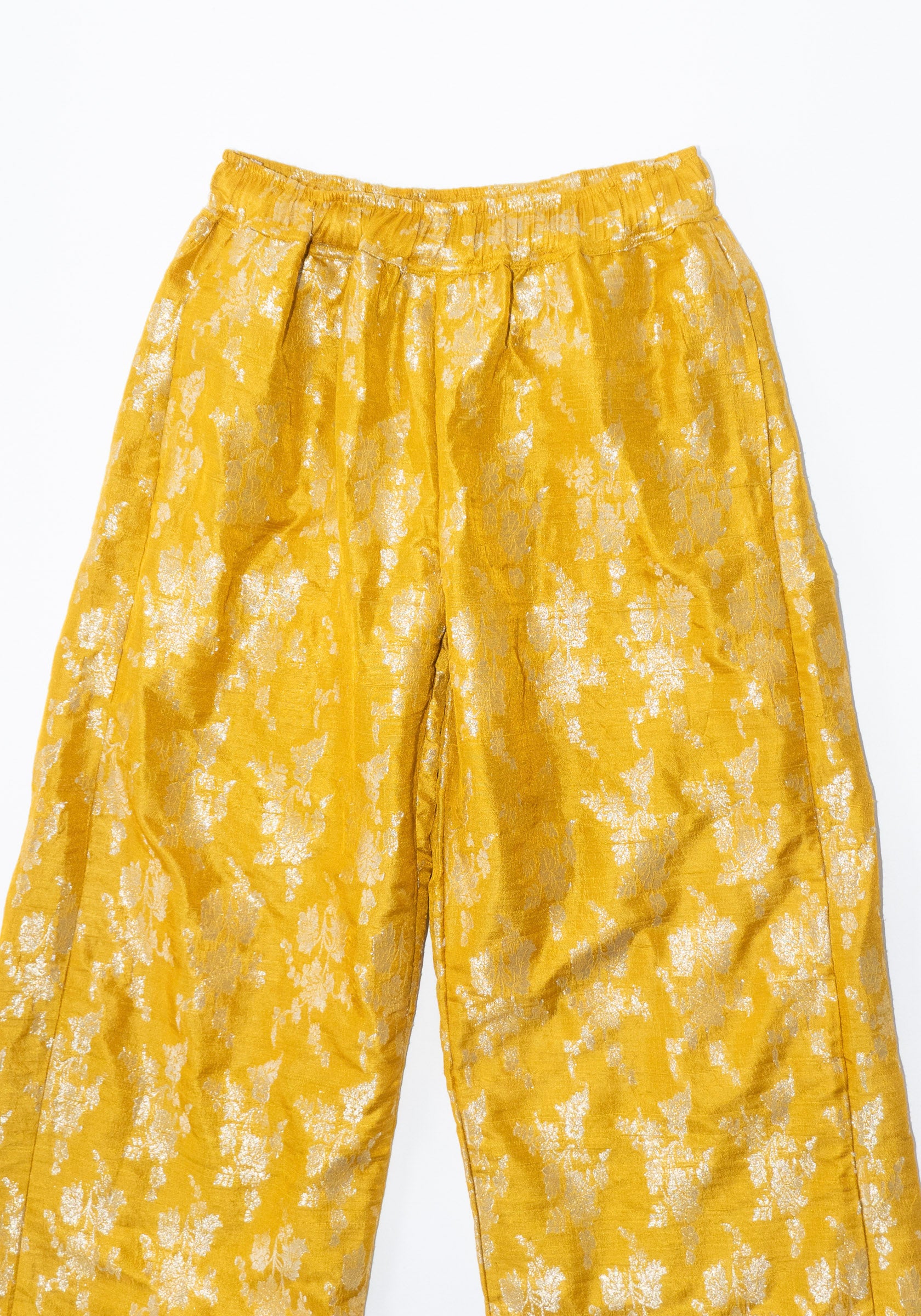 Silk Brocade Boxing Pant in Yellow